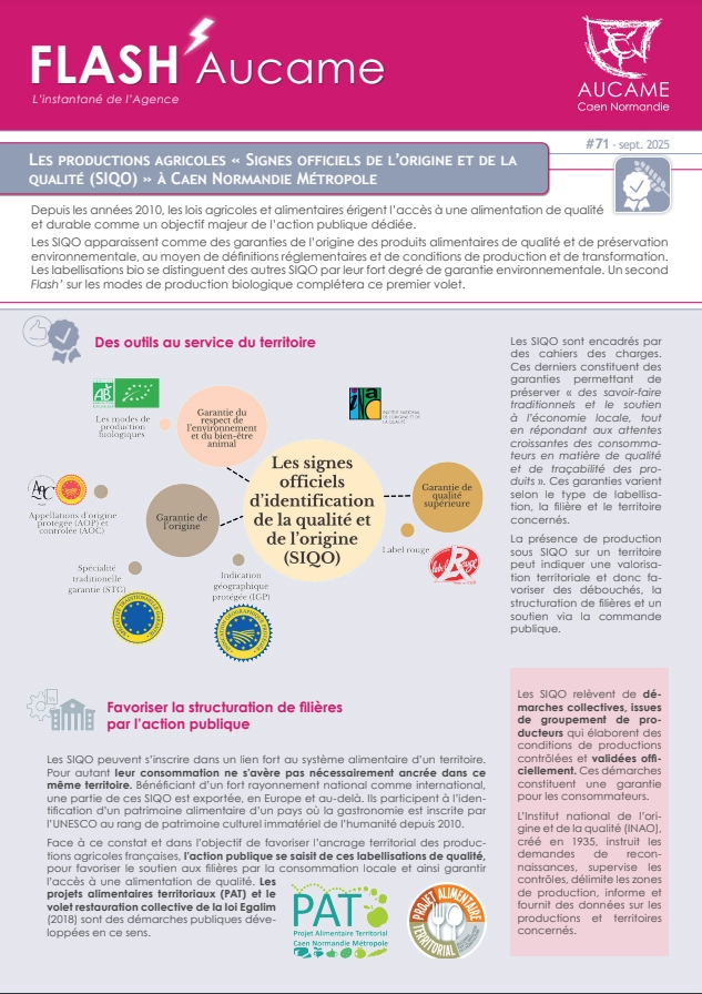 Les productions agricoles Signes officiels de l’origine et de la qualité (SIQO) à Caen Normandie Métropole