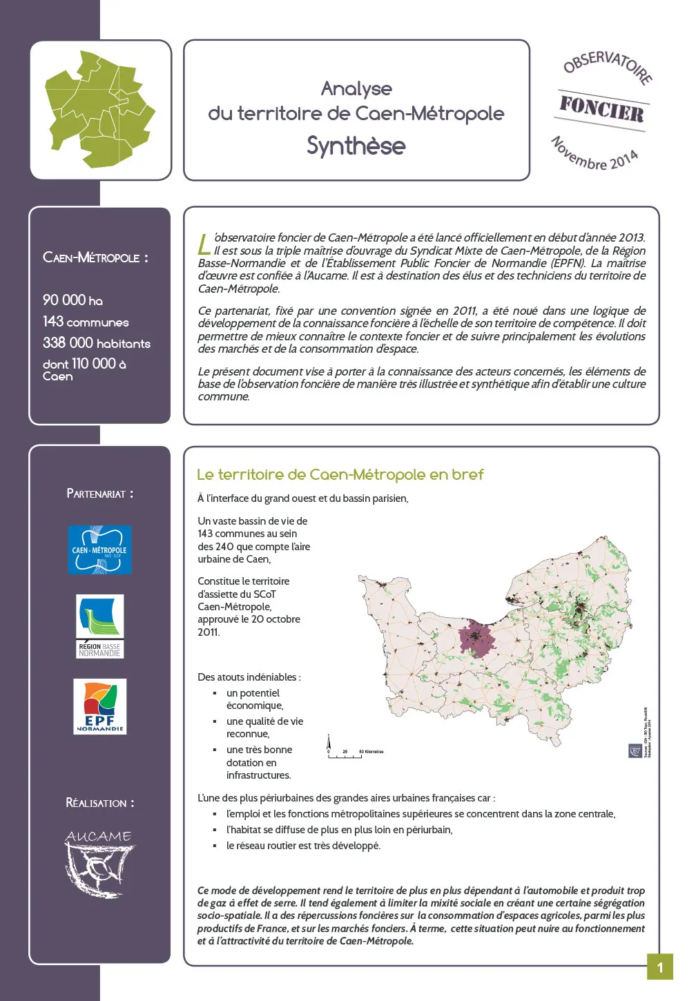 Analyse du teritoire de Caen-Métropole, synthèse