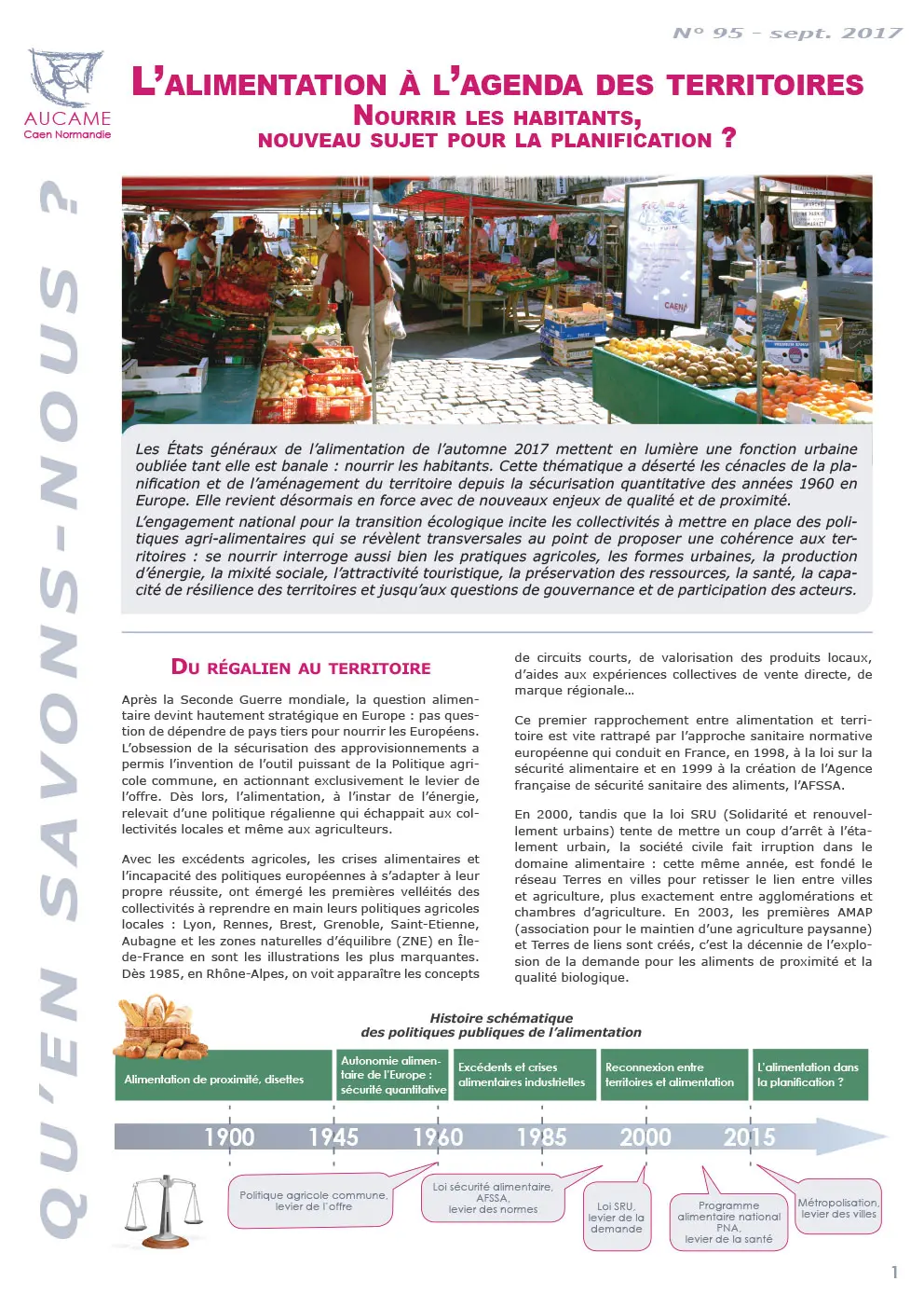 L'alimentation à l'agenda des territoires : nourrir les habitants, nouveau sujet pour la planification ?