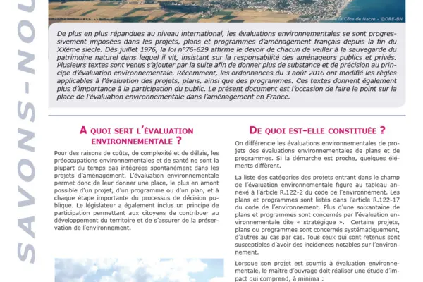 QSN #105 - L’évaluation environnementale, outil pérenne pour des territoires respectueux de l’environnement
