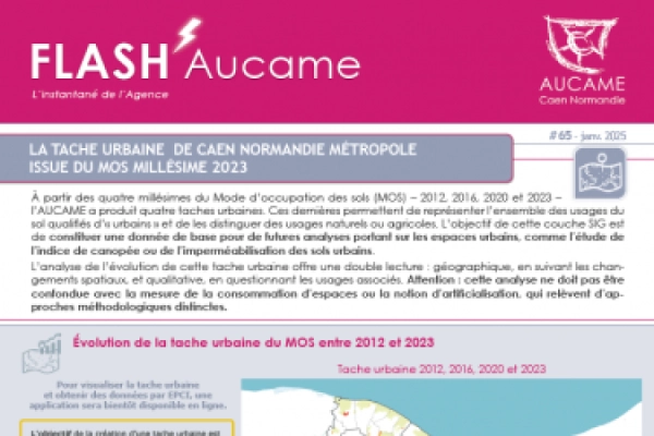 La tache urbaine de Caen Normandie Métropole issue du MOS 2023