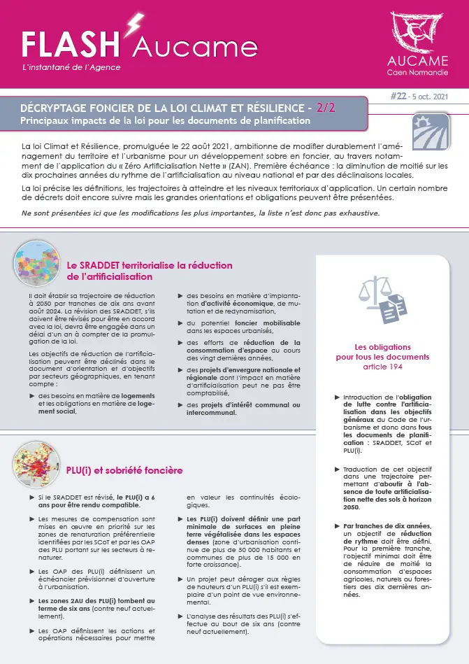 Flash' # 22 - Décryptage foncier de la loi climat et résilience - 2/2 : Principaux impacts de la loi pour les documents de planification