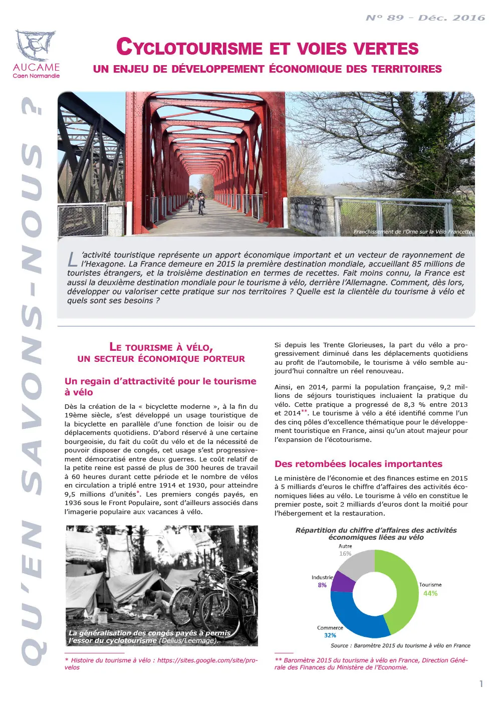 Cyclotourisme et voies vertes : un enjeu de développement économique des territoires